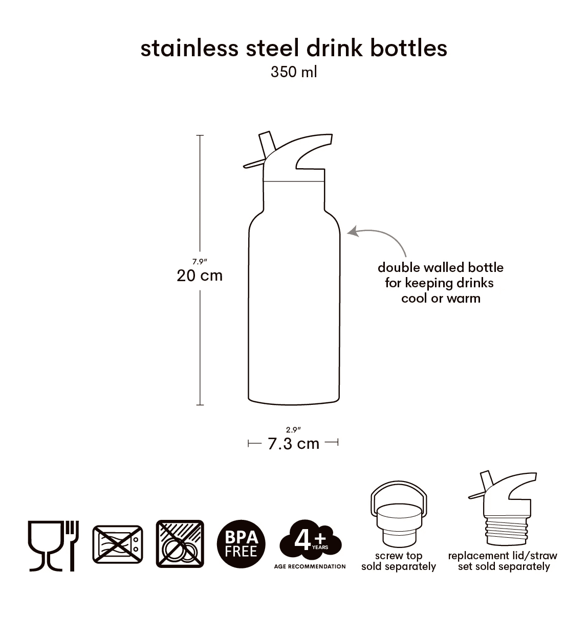 rvs drinkfles bloementuin 350ml