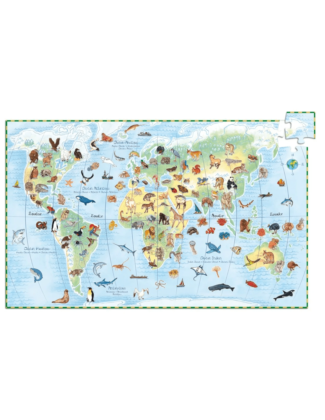 djeco observatie puzzel de dieren van de wereld 100pcs 5+