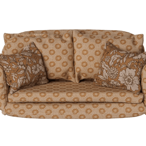 maileg sofa bed, mouse large ocher 18cm