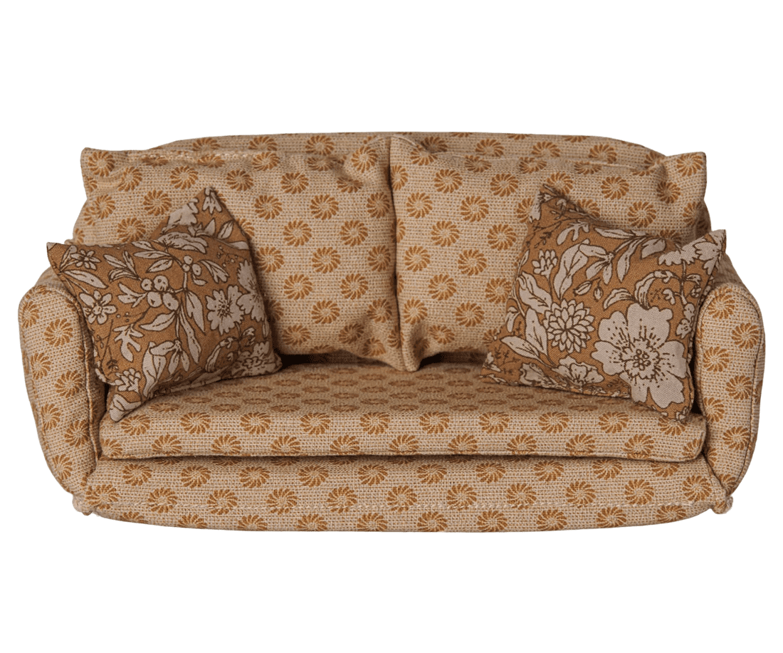 maileg sofa bed, mouse large ocher 18cm