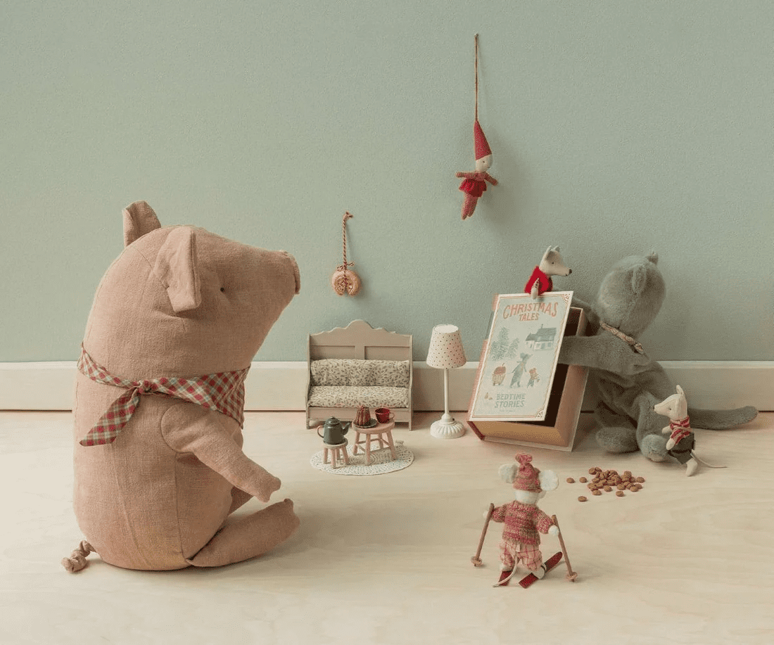 maileg kitchen bench, mouse light sand 13cm