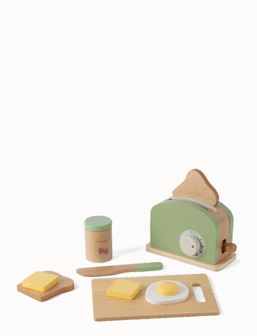 houten broodrooster set 9 delig 3+